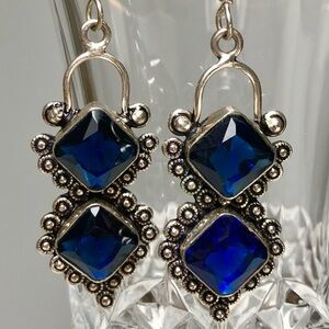 Lolite Silver 925 Intricate Dangling Earrings